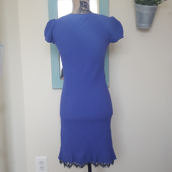 Simply Vera Wang Purple Sweater Dress with Black Eyelash Lace Trim - Picture 2 of 5